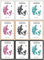 Individuelles Dänemark-Poster mit Karte & Holzrahmen. Personalisiertes Reisegeschenk, nachhaltig produziert & aufhängefertig geliefert.