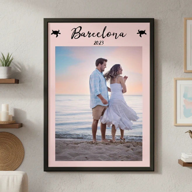 Personalisiertes Wandbild mit eigenem Foto, individuellem Text und modernem Rahmen