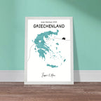 Personalisiertes Griechenland-Poster in Holzrahmen – Landkarte mit Namen, nachhaltiger Druck auf mattem Papier