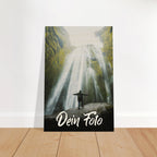 Personalisierbarer Holzdruck mit individuellem Foto und optionalem Text, in verschiedenen Größen erhältlich.