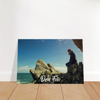 Personalisierbarer Holzdruck mit individuellem Foto und optionalem Text, in verschiedenen Größen erhältlich.