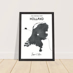 Personalisiertes Niederlande-Poster in Holzrahmen – Landkarte mit Namen, nachhaltiger Druck auf mattem Papier