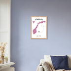 Personalisiertes Norwegen-Poster in Holzrahmen – Landkarte mit Namen, nachhaltiger Druck auf mattem Papier