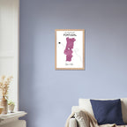 Personalisiertes Portugal-Poster in Holzrahmen – Landkarte mit Namen, nachhaltiger Druck auf mattem Papier